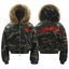 Letter Embroidered Camouflage Hooded Velvet Cotton Clothes Coat