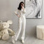 Trend Slimming And Short Zipper Sweater Wide Leg Trousers Two-piece Set