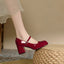 Women's One-strap Thick Heel Round Toe Large Size High Heels