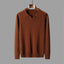 New Polo Collar Knitted Long Sleeve Sweater Male
