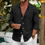 Men's Loose Plus Size Solid Color Shirt Linen Lapel Long Sleeve Casual Shirt
