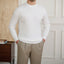 Solid Color Knitted Cotton Breathable Round Neck Long Sleeve T-shirt