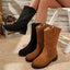 Women's Oversized Thick Heeled Velvet Fashion Boots