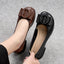 Low-cut Authentic Leather Women's Mid Heel Slip-on Round Head Pumps