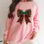 Plaid Bow Christmas Vibe Print Sweatshirt