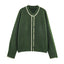 Women's Contrast Color Trim Knitted Coat