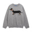 American Retro Sausage Puppy Jacquard Round Neck Sweater
