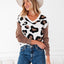 Fashionable Leopard Print Printed V-neck Knitted Sweater