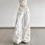 Ruffle Drawstring Lace Letters Embroidered Slacks