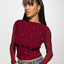 Long Sleeve Double-layer Mesh Rhinestone Fashion Women's Western Style Bottoming