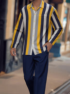 Print Striped Fashion Autumn Men's Suit