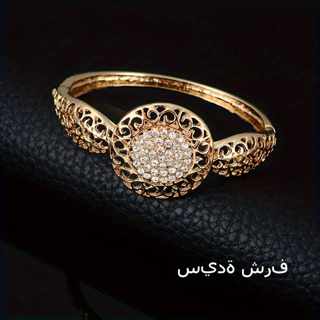 Bridal Jewelry Set Middle Eastern Golden Bangle Rhinestones