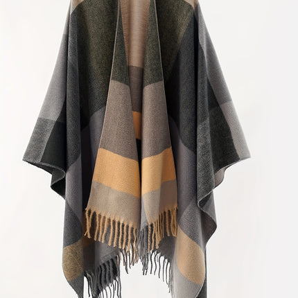 Fringe Plaid Womens Scarf Shawl Warmth For Cold Weather