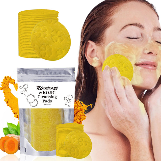 Turmeric Exfoliating Cleansing Pads Compressed Facial Sponges Skin Care Tools For Face Clogged Pores Excess Oil Cleansing Hover Image