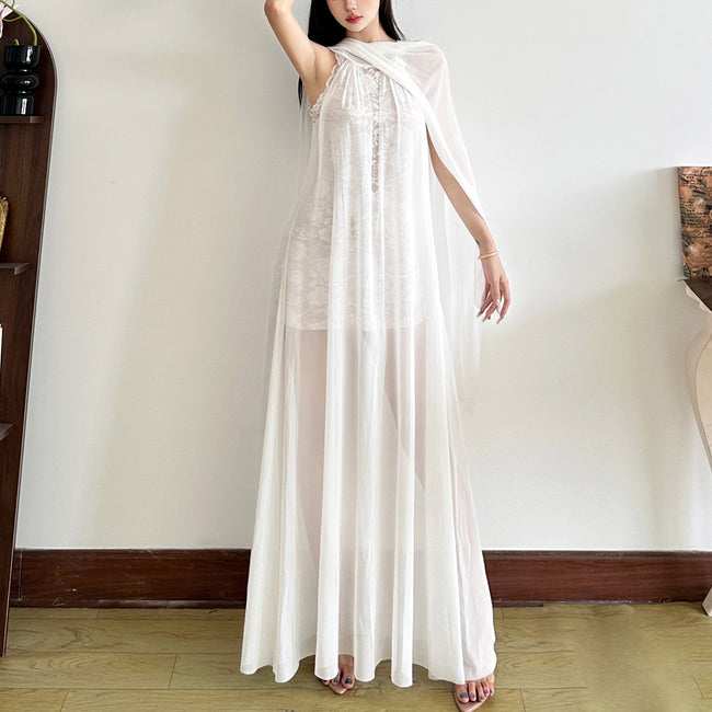 New Women's Sexy Halter Lace Stitching Dress Main Image