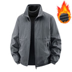 Fleece-lined Casual Jacket Coat Young And Middle-aged Stand Collar Loose Top