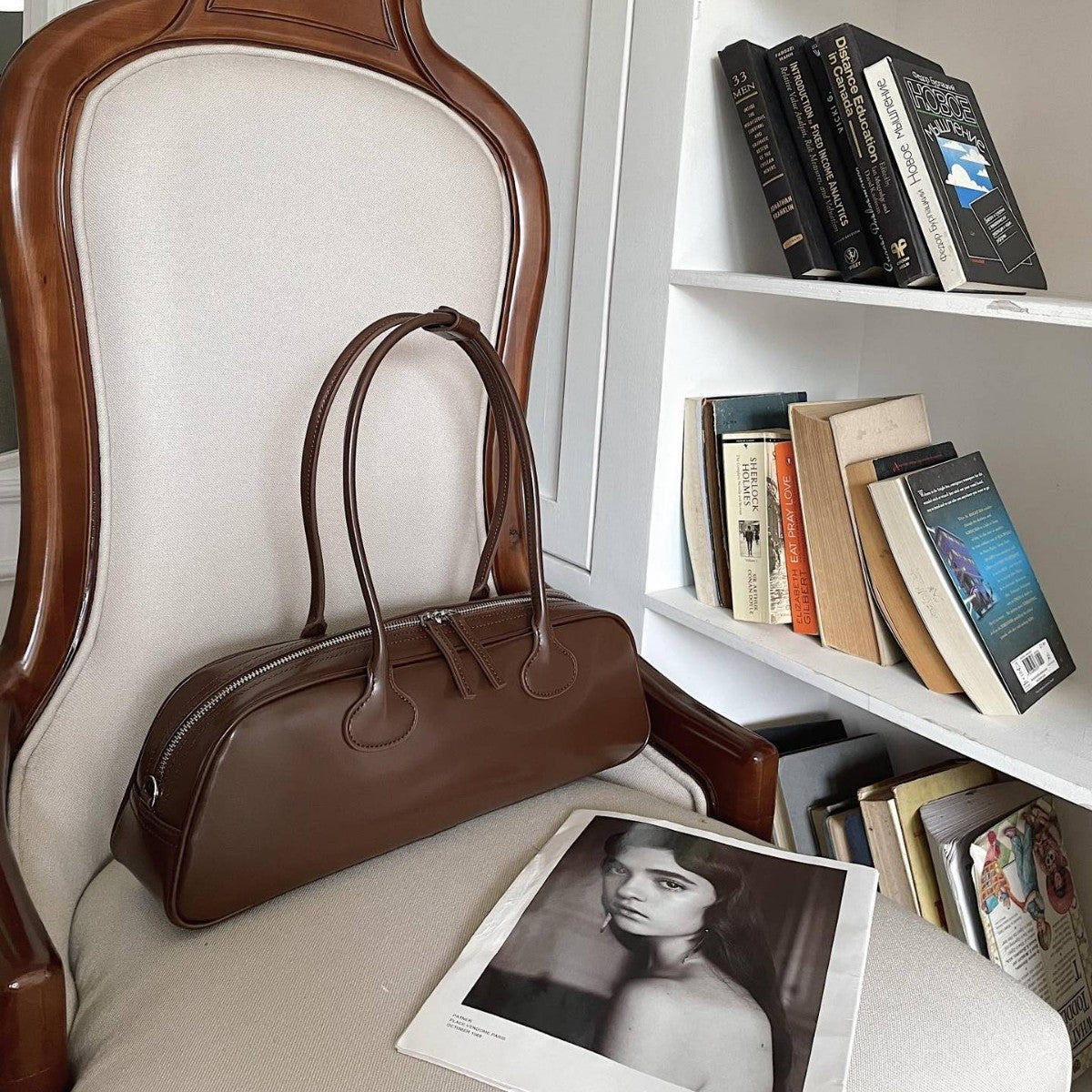 Women's Solid Color Korean-style Large Capacity Cowhide Leather Single-shoulder Bag