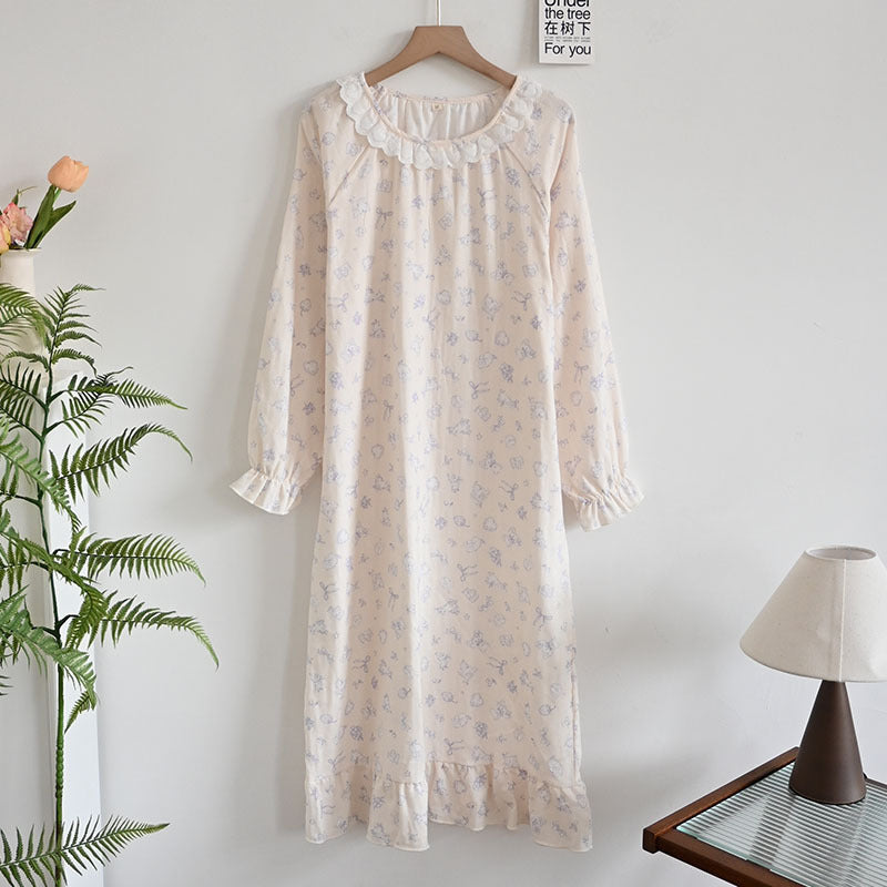Long Sleeve Nightdress Thin Loose Soft Home