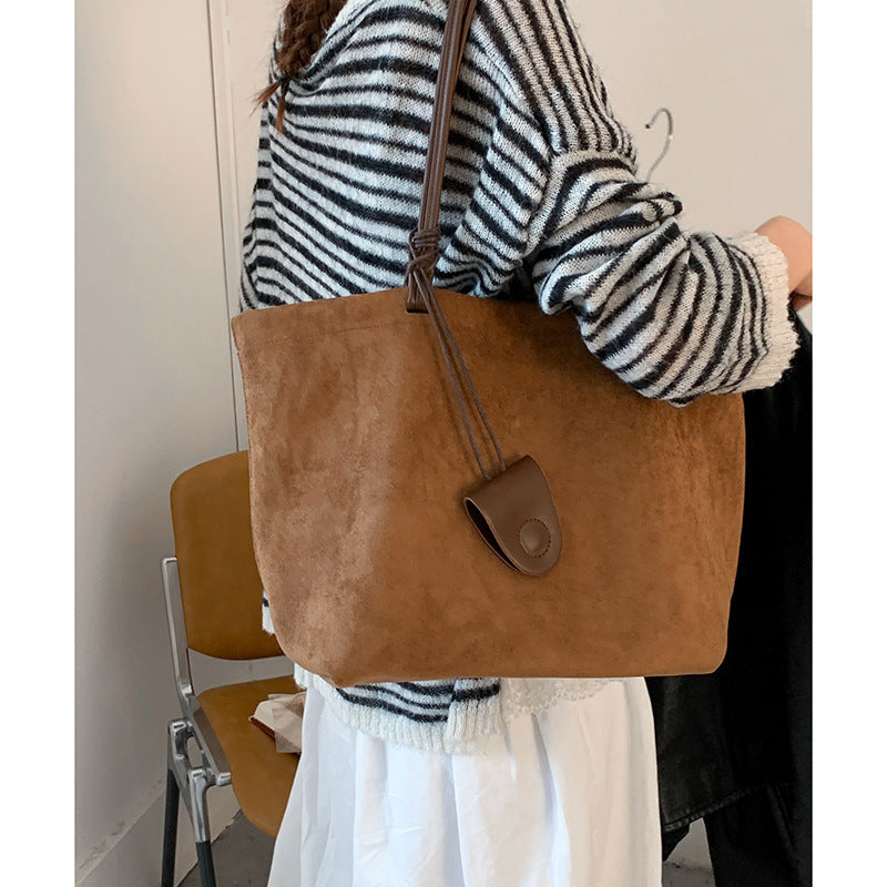 Autumn Winter Retro Suede Large Capacity High-end Shoulder Bag