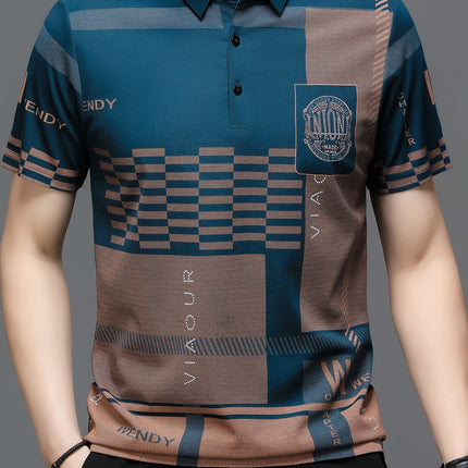 Set Of 2 Men Polo Shirts Short Sleeve Plaid Collar Summer