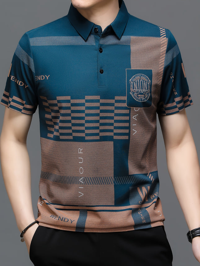 Set Of 2 Men Polo Shirts Short Sleeve Plaid Collar Summer