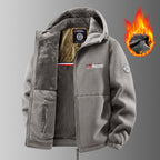 Men's Loose Casual Hooded And Velvet Printed Jacket