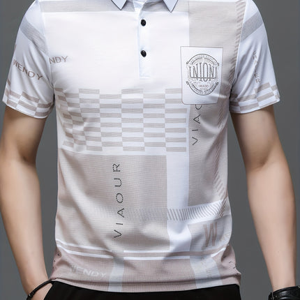 Set Of 2 Men Polo Shirts Short Sleeve Plaid Collar Summer