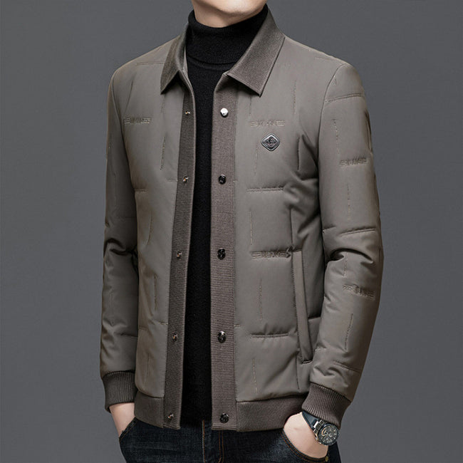 Padded Coat Lapel Round Hem Jacket Hover Image