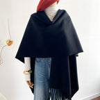 Solid Color Fashion Retro High-grade Travel Warm Outerwear Cloak Robe