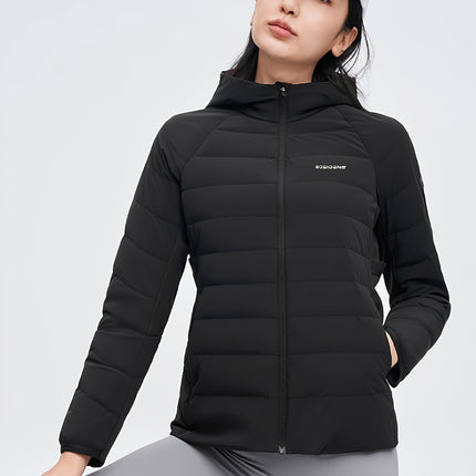 Zip Up Hooded Warm Coat Women Casual Winter Solid Outerwear