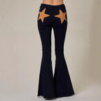High Quality Sexy Women's Stitching Five-pointed Star Stretch Jeans