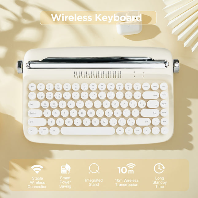 YUNZII B303 Ivory Butter Wireless Typewriter Keyboard Stand