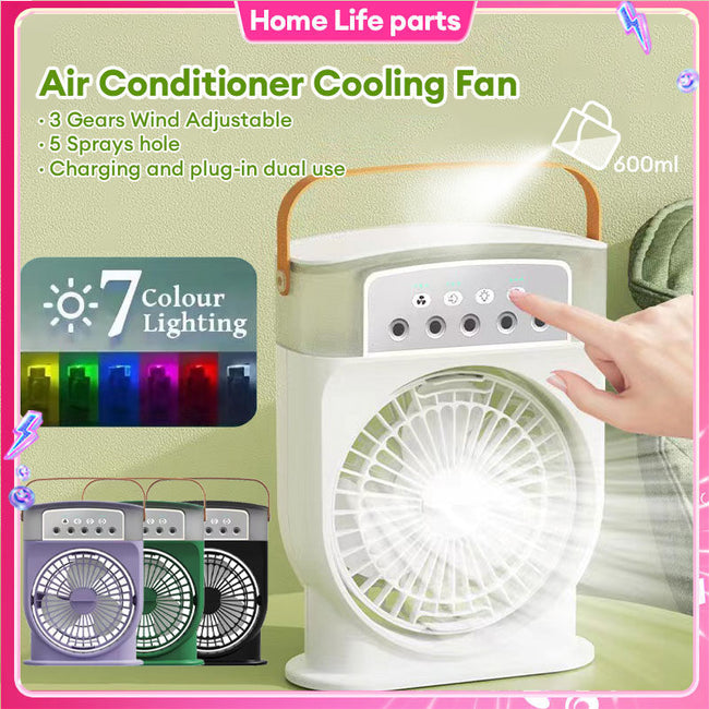 Portable USB Air Conditioner Cooling Fan With 5 Sprays 7 Color Light 600ML Water Tank Spray Mist Air Cooler Humidifiers Main Image