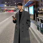 Mid-length Thick Loose Below The Knee Korean Style Trench Coat Suit Woolen Coat