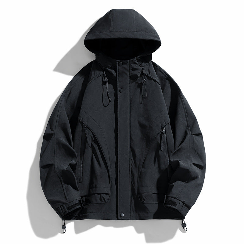 Spring And Autumn High-grade Simple Versatile Trench Coat Windproof Hood Jacket
