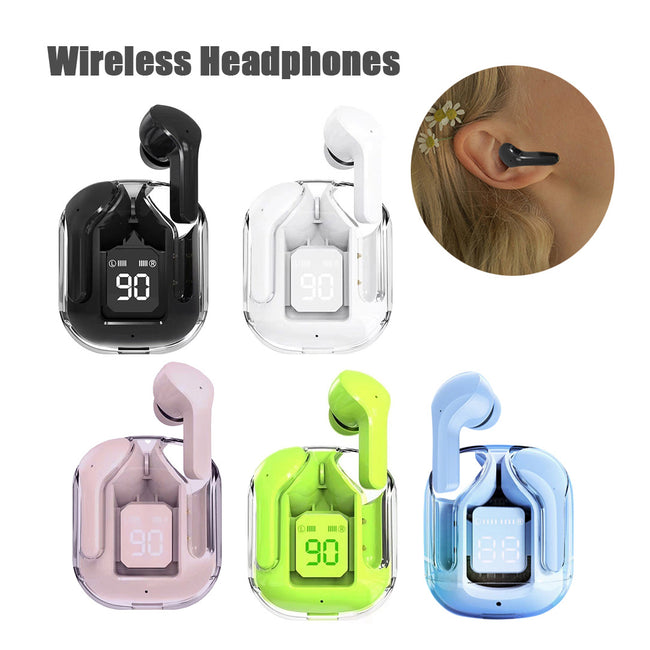 New Mini Transparent Wireless Bluetooth Headset Digital Display ENC Noise Reduction True Wireless Sports Music Hover Image