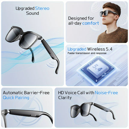 ANKRIYUL Wireless Glasses Earphone Microphone For Calls