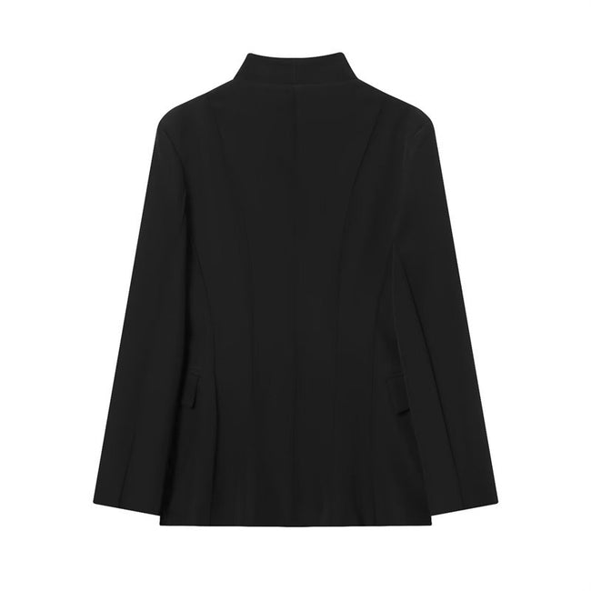 Women's Long Sleeved Shirt Black Slim-fit Suit Jacket Main Image