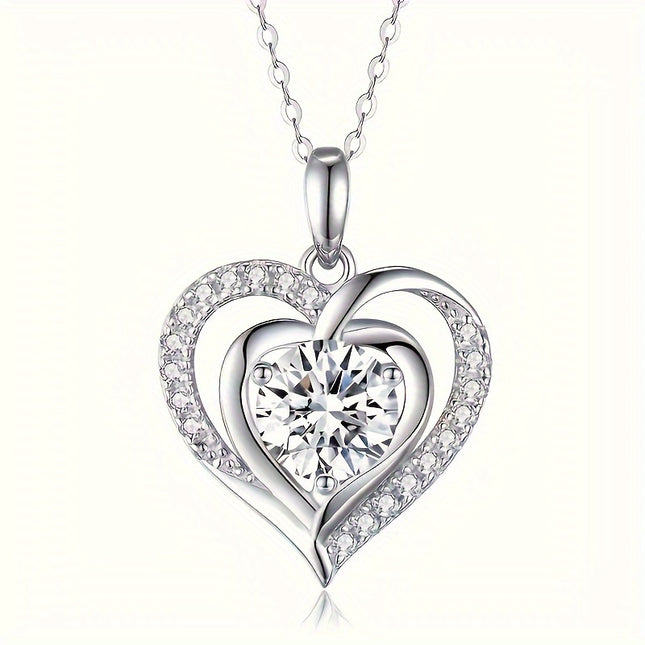 925 Silver Moissanite Heart Necklace Collarbone Chain 3Ct