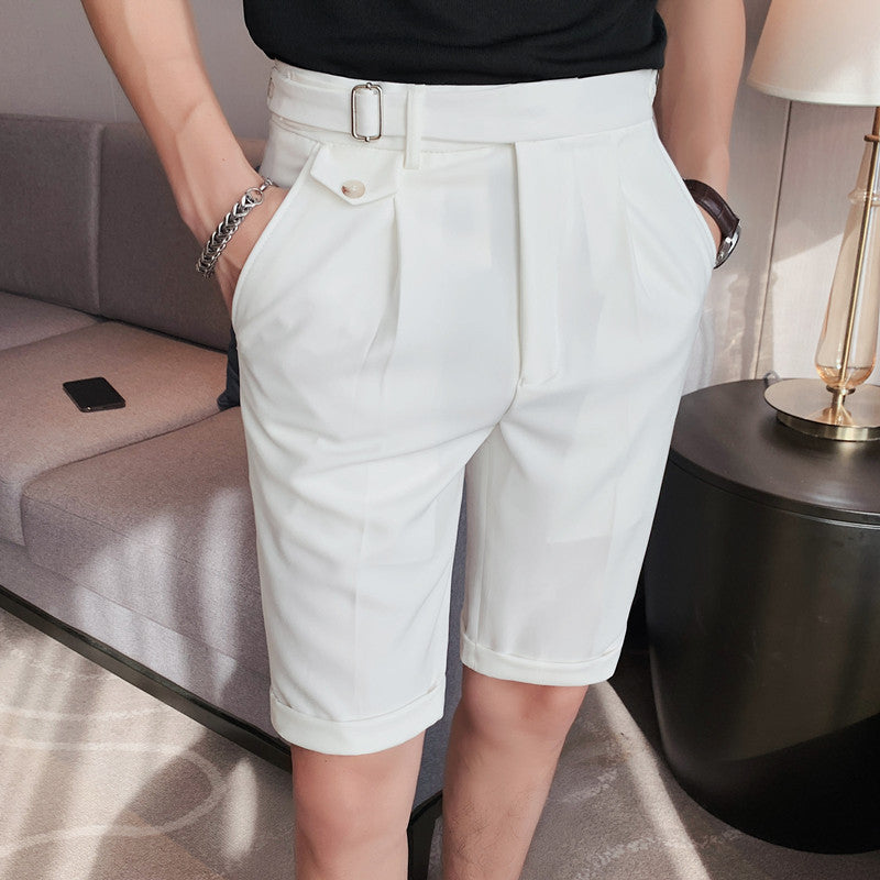 Contrast Color Fashion All-match Neapolitan Style Slim White Shorts