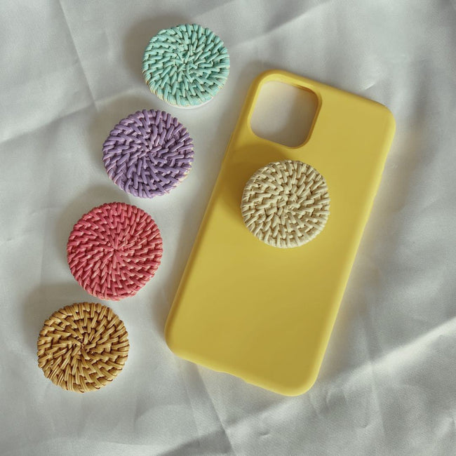 Bamboo Woven Telescopic Mobile Phone Folding Stand Gift Jewelry Accessories Hover Image