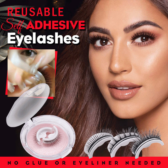 Reusable 3D Mink Lashes Natural False Eyelashes Self Adhesive Fake Glue Free Makeup Eyelash Extension Silk Hover Image