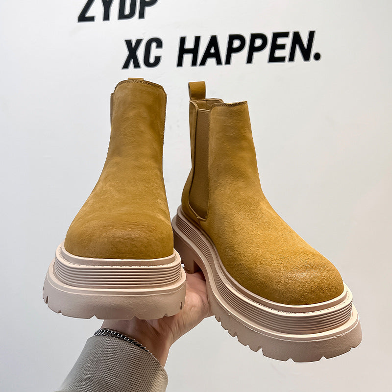 Chelsea Men's Low-top Smoke Pipe Platform Martin Boots