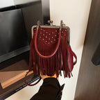 Tassel Bag Women's Retro Rivet Shoulder Messenger Bag