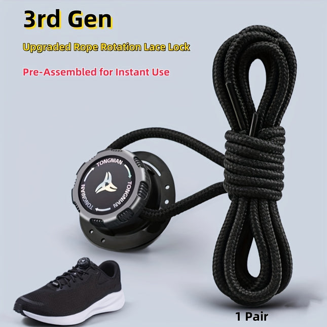 (6 accessories/1 Piar) No-Tie Shoelace Locks - Rotary Fasteners for Sports and Outdoor Shoes - Quick-Adjust Fit for Men - Women - Pre-Assembly