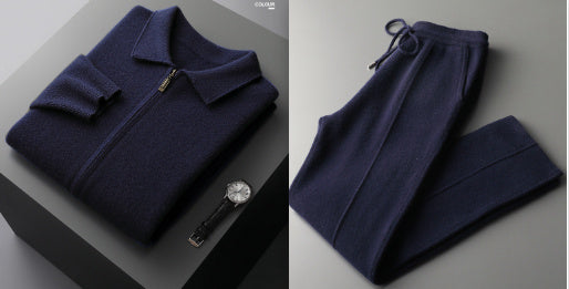 Men's Loose Lapels Thickened Oversized Knit Cardigan Suit