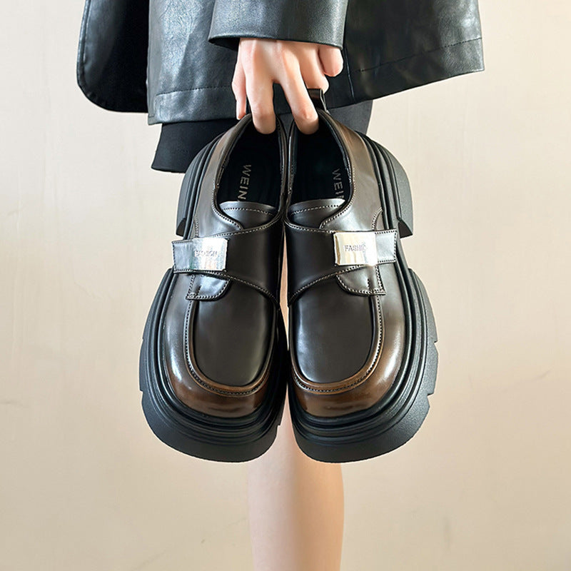 Fashion Metal Buckle Small Leather Shoes