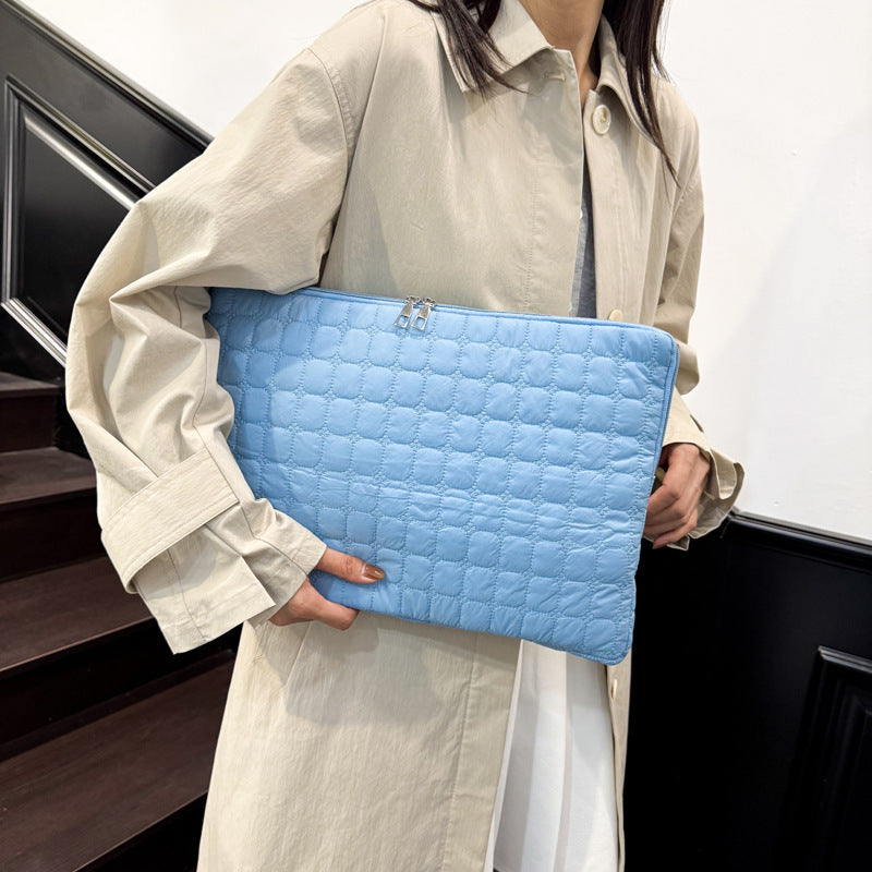 Solid Color Cloud Cotton Pleated Plaid Casual Simple Flat Storage Bag