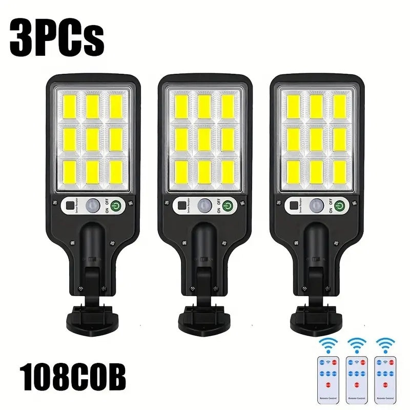 Solar Powered Motion Sensor Outdoor Garden Light With 108 COB LED Lights