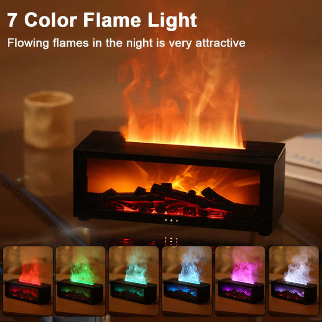 New Flame Aromatherapy Machine Colorful Essential Oil Diffuser Home Large Fog Volume Flame Humidifier 3D Flame Fireplace Machine Main Image
